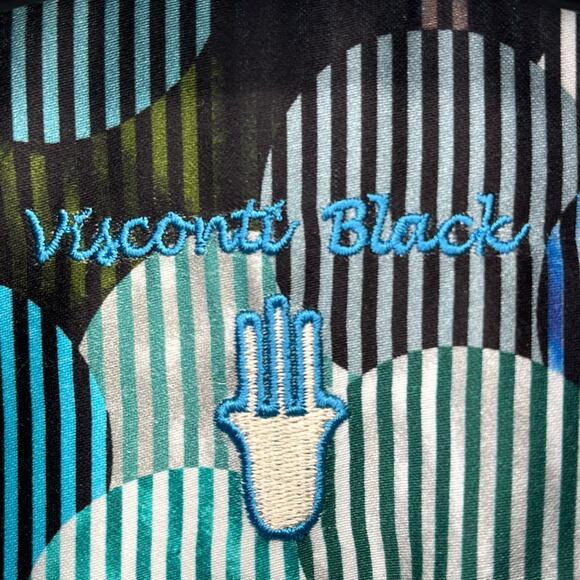 Visconti Black Geometric Circle Stripe Button Up Dress Shirt Size Small - Picture 6 of 7